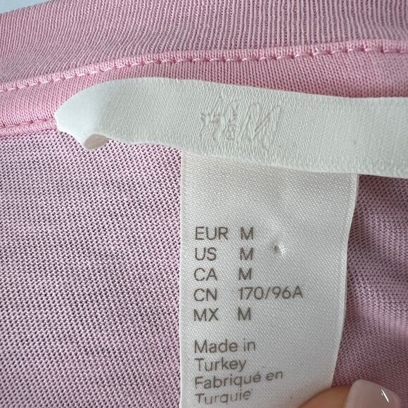 H&M "Love" T-Shirt Tee Top Shirt Pink Cotton Short Sleeve Crewneck Size M Medium - Picture 8 of 9